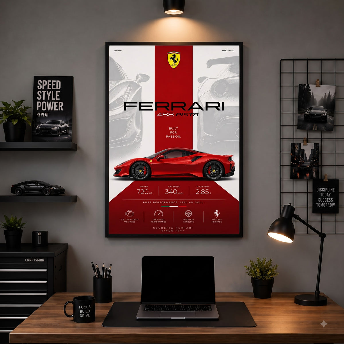 Ferrari 488 Pista – Italian Supercar | Premium Wall Frame