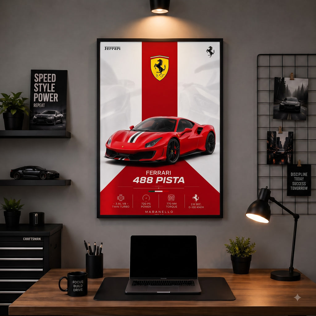 Ferrari 488 Pista – Italian Supercar Icon | Premium Wall Frame