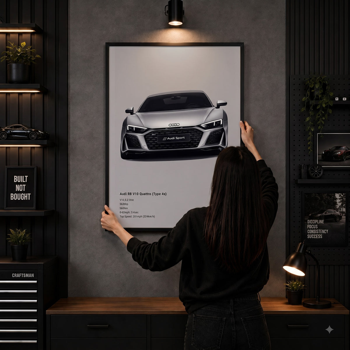 Audi R8 V10 Quattro Car Spec Wall Frame