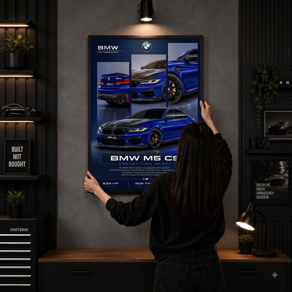 BMW M5 CS Blue Motorsport – Premium Framed Wall Art