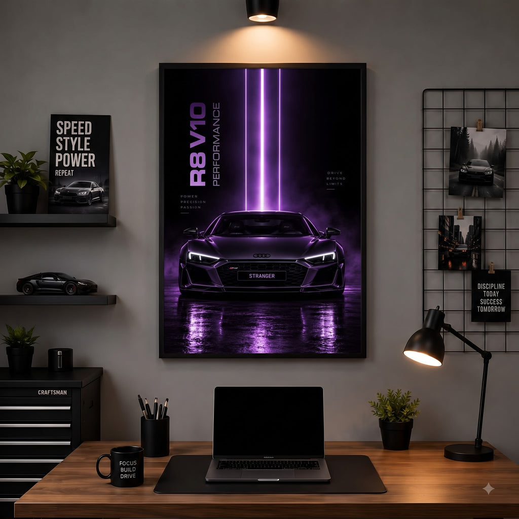 Audi R8 V10 Purple Beast Wall Frame