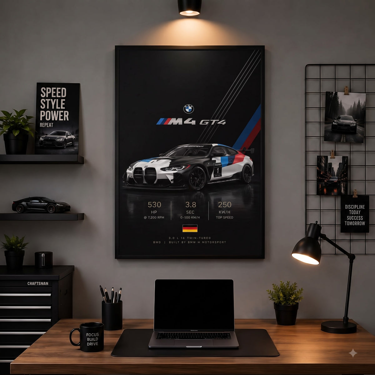 BMW M4 GT4 Wall Art Frame – Premium Car Decor