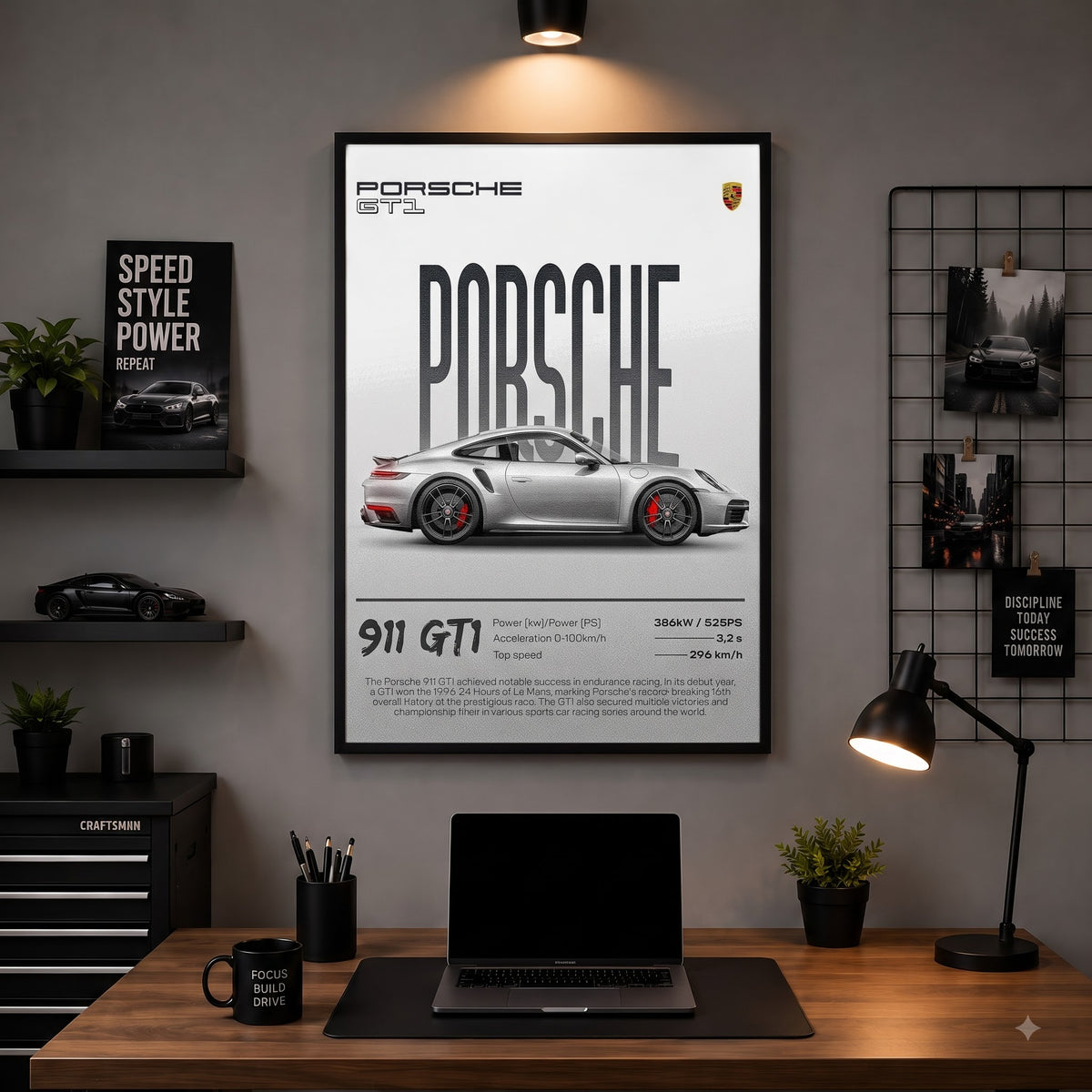 Porsche 911 GT1 – Racing Legend | Premium Wall Frame