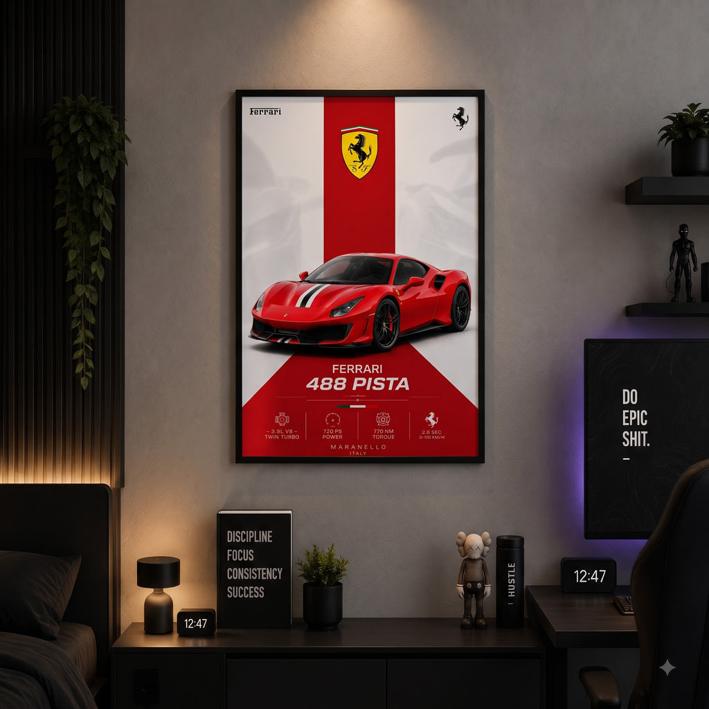 Ferrari 488 Pista – Italian Supercar Icon | Premium Wall Frame