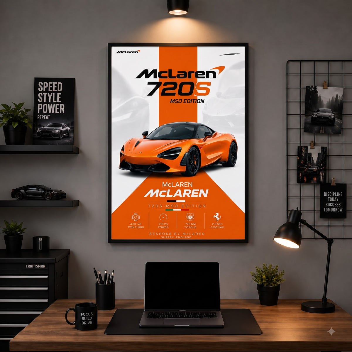 McLaren 720S – British Supercar Legend | Premium Wall Frame