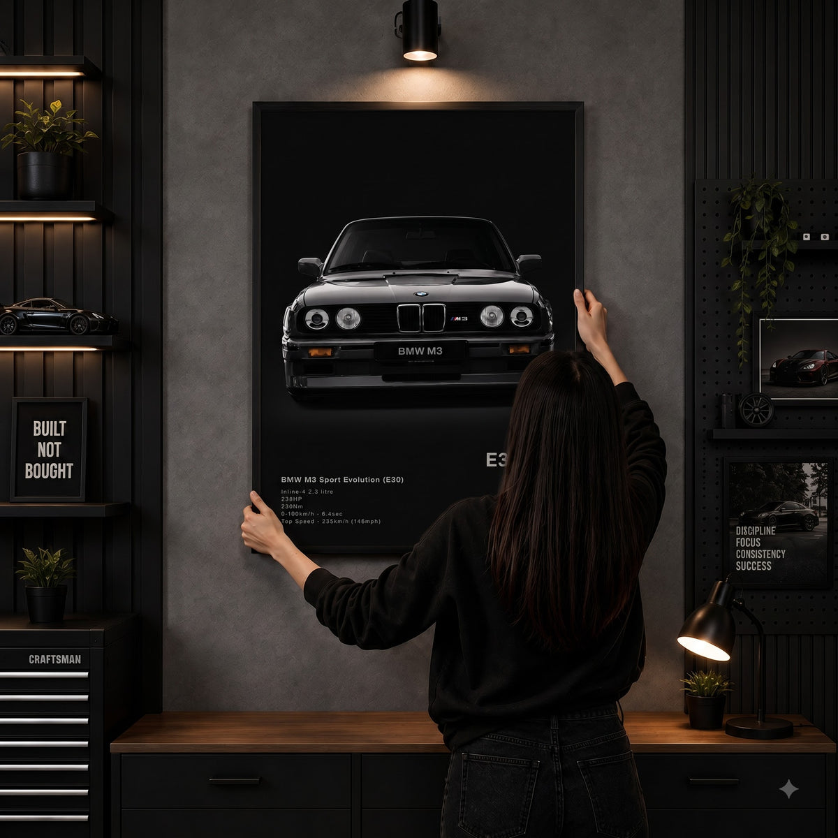 BMW M3 E30 Classic Car Spec Wall Frame