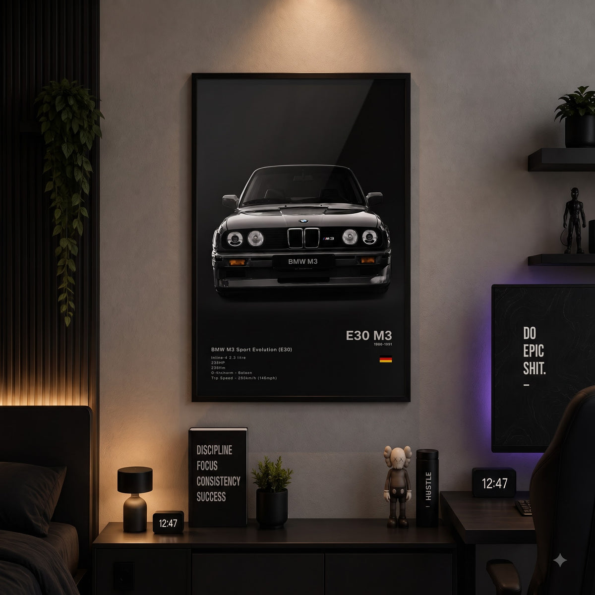 BMW M3 E30 Classic Car Spec Wall Frame