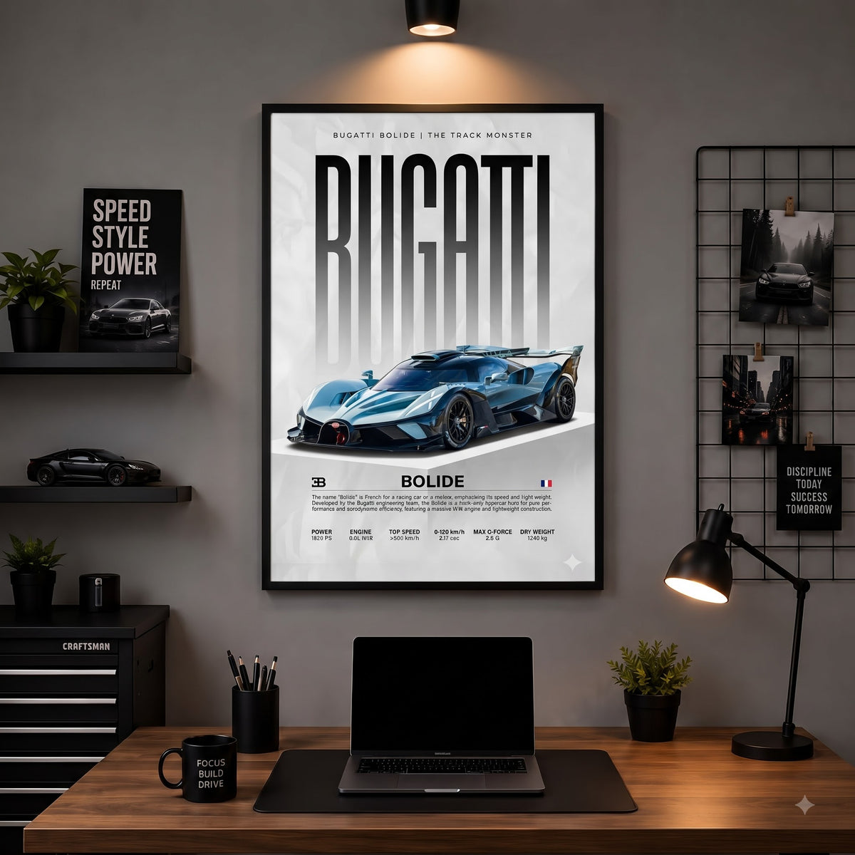 Bugatti Bolide Wall Art Frame – Luxury Hypercar Decor