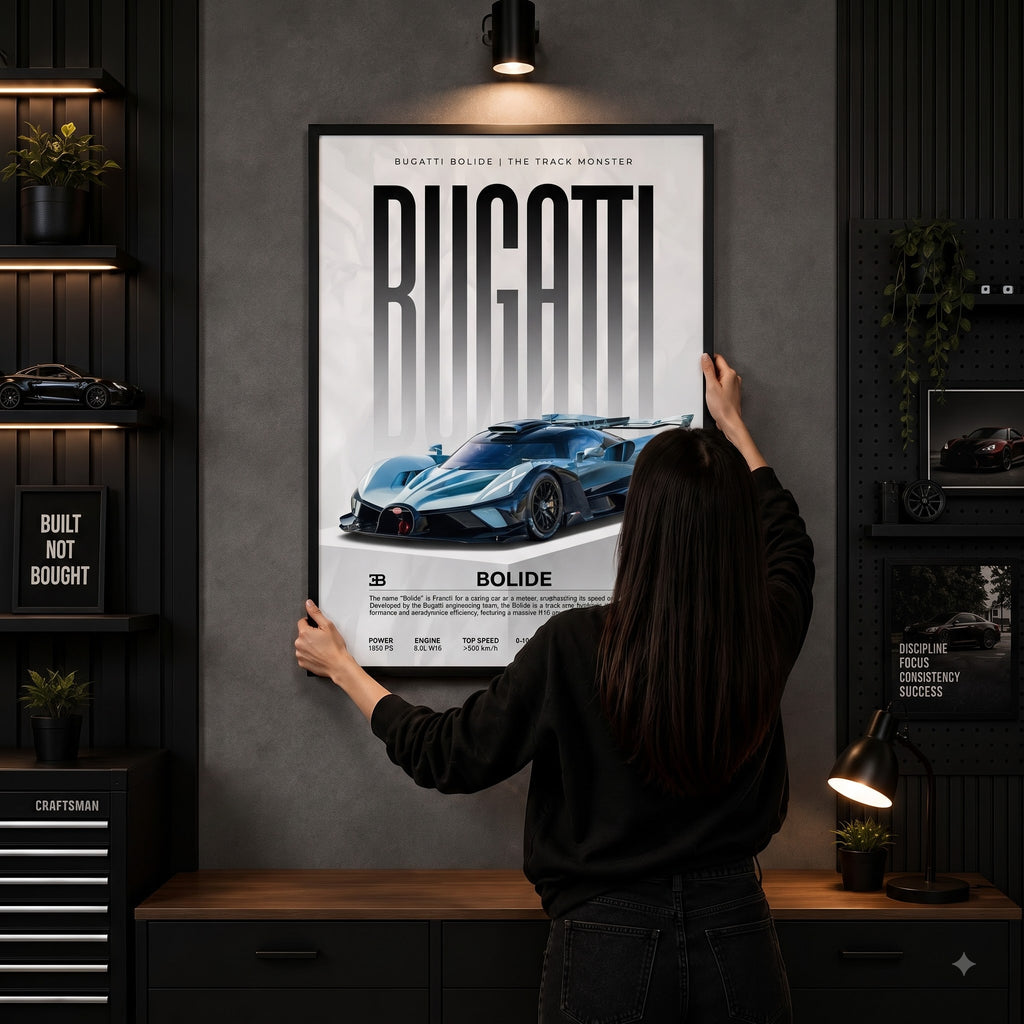Bugatti Bolide Wall Art Frame – Luxury Hypercar Decor