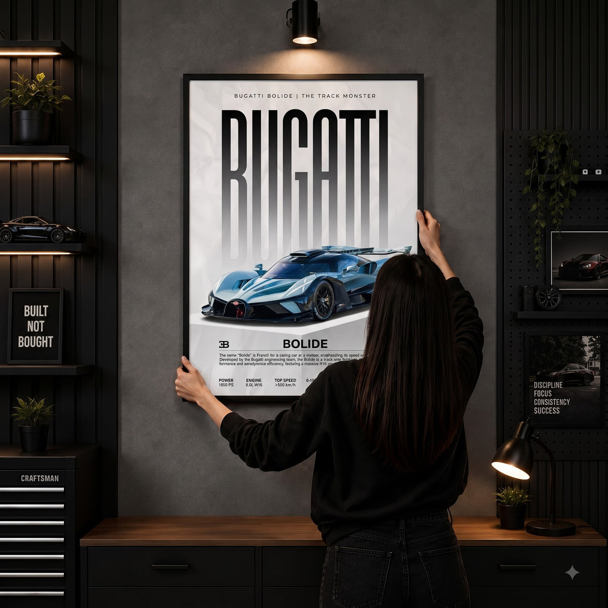 Bugatti Bolide Wall Art Frame – Luxury Hypercar Decor