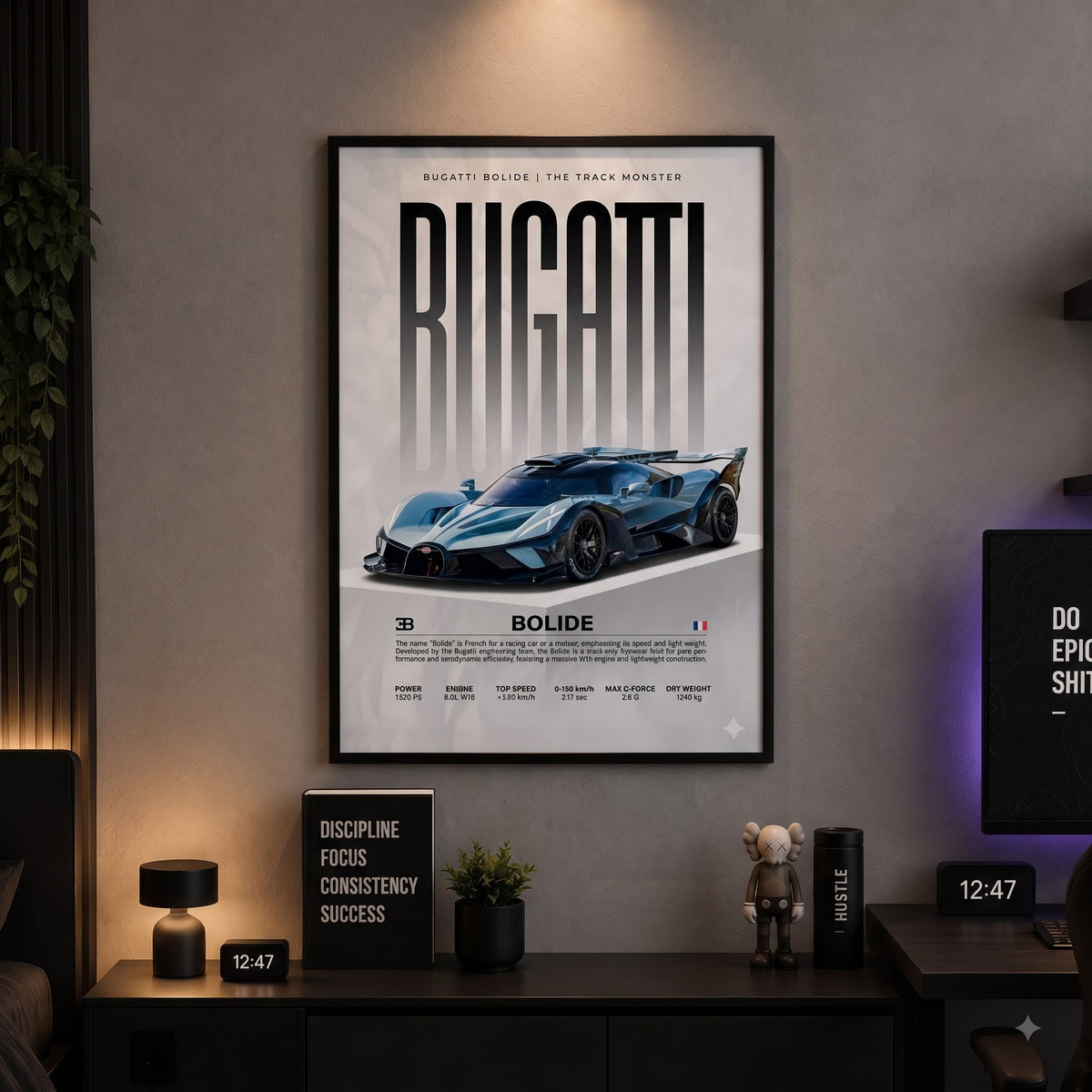 Bugatti Bolide Wall Art Frame – Luxury Hypercar Decor