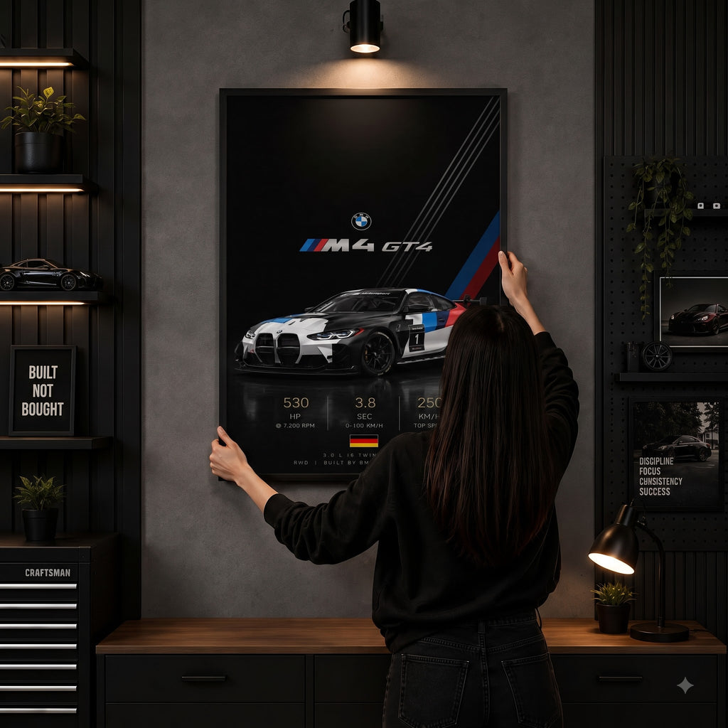 BMW M4 GT4 Wall Art Frame – Premium Car Decor