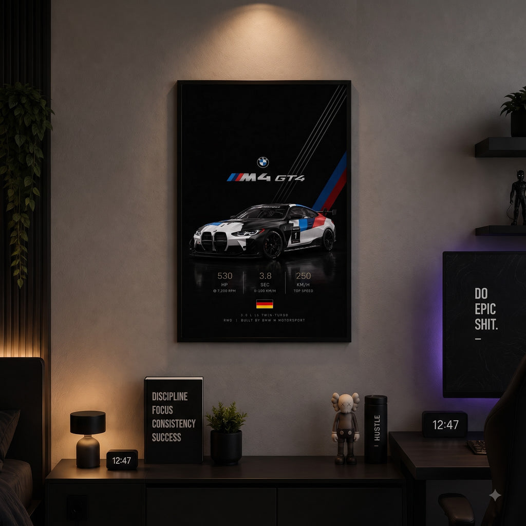 BMW M4 GT4 Wall Art Frame – Premium Car Decor