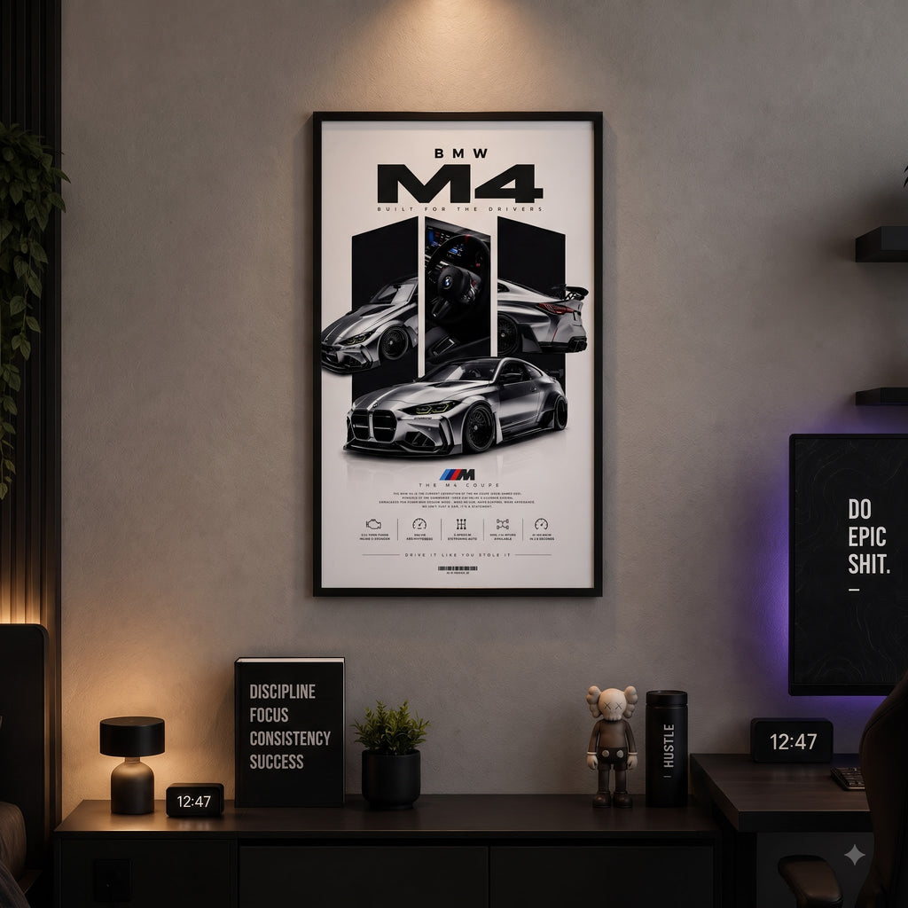 BMW M4 Coupe Wall Art Frame – Premium Car Decor