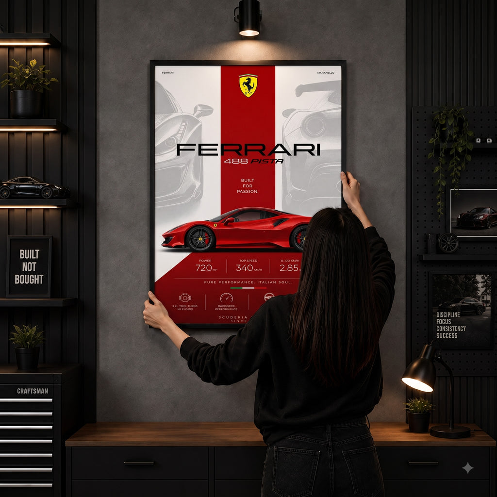 Ferrari 488 Pista – Italian Supercar | Premium Wall Frame