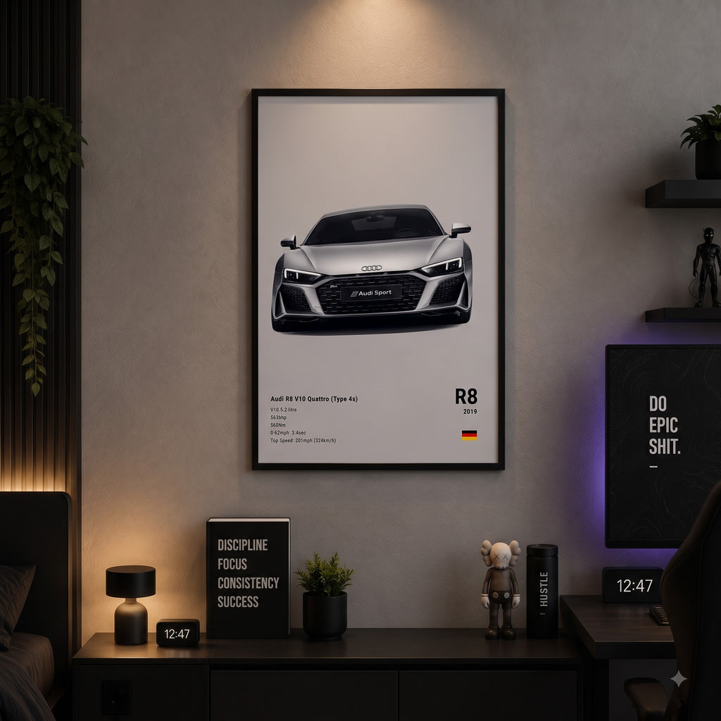 Audi R8 V10 Quattro Car Spec Wall Frame