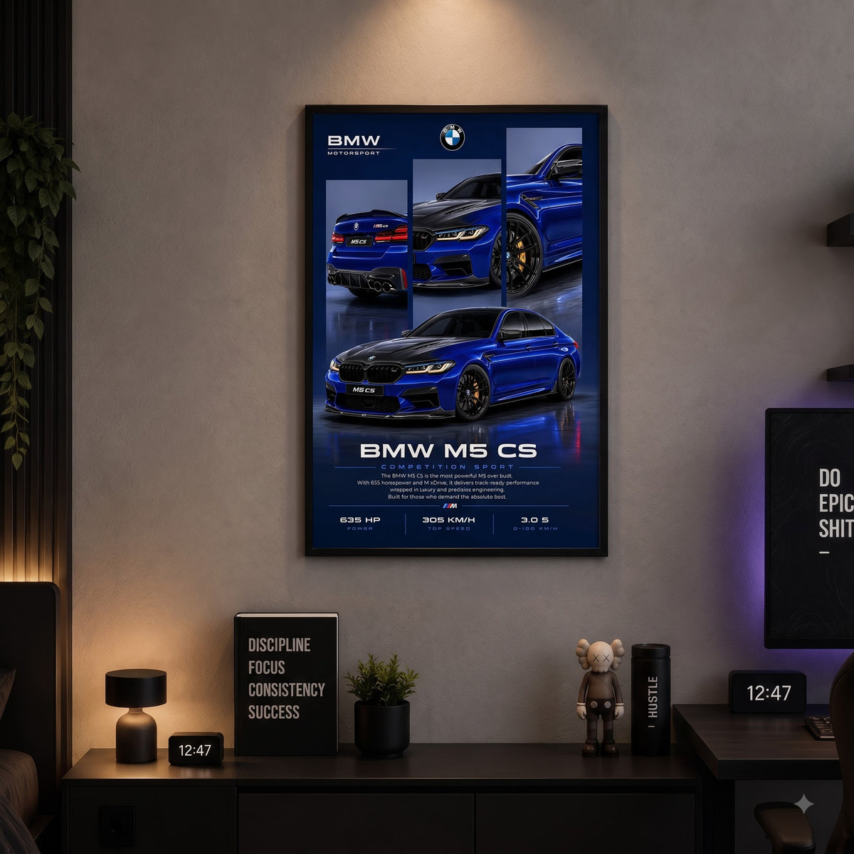 BMW M5 CS Blue Motorsport – Premium Framed Wall Art