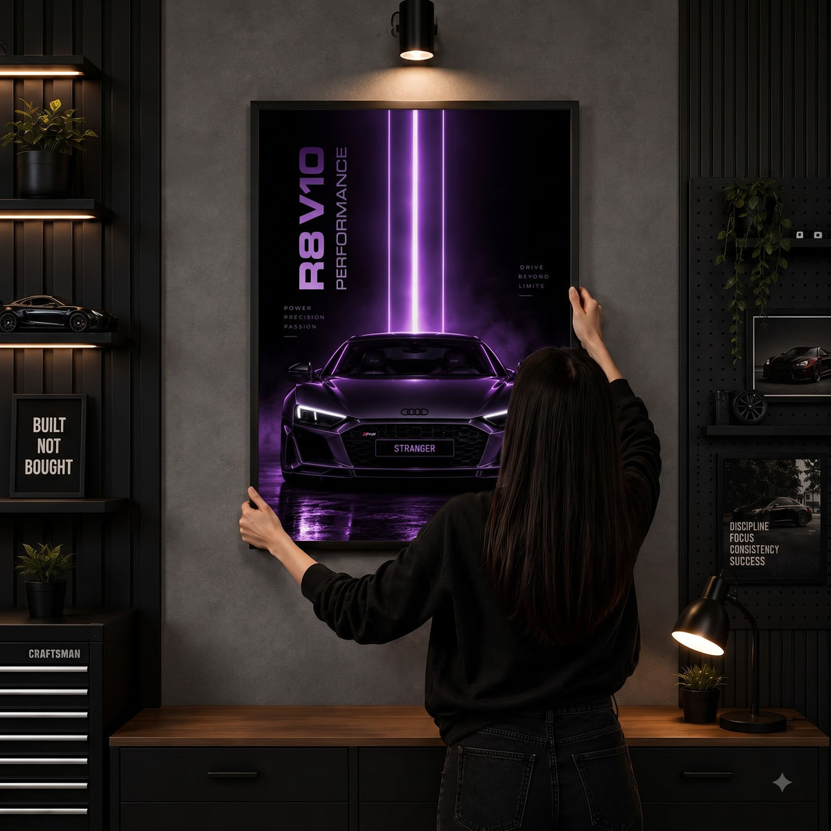Audi R8 V10 Purple Beast Wall Frame