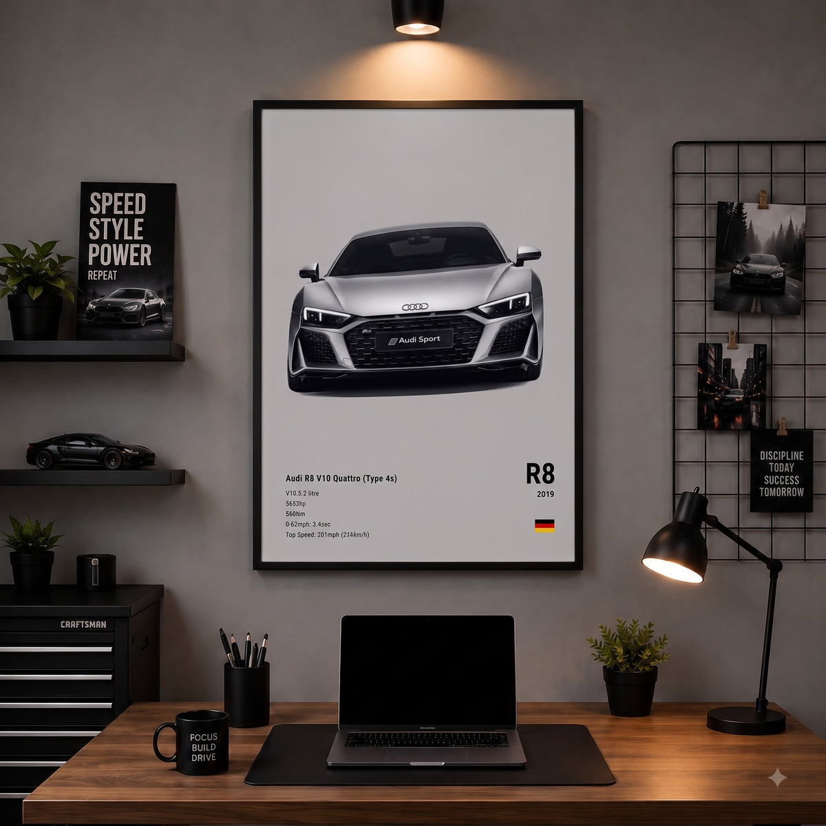 Audi R8 V10 Quattro Car Spec Wall Frame