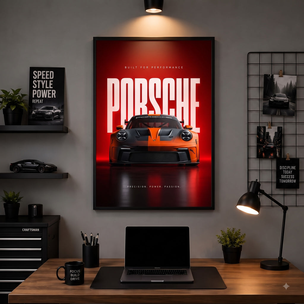 Porsche 911 — Precision. Power. Passion. Wall Frame